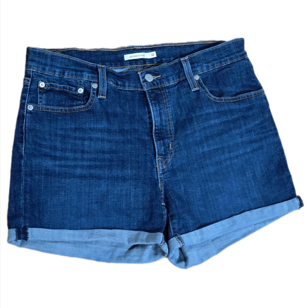 Levi's Mid Length Denim Shorts - Dark Wash